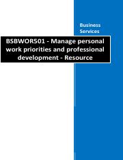 BSBWOR501 - Manage personal work priorities and professional development