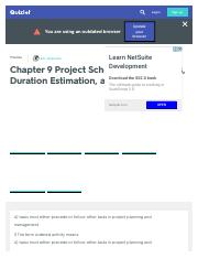 Chapter 9 Project Scheduling_ Networks, Duration Estimation, and Critical Path Flashcards _ Quizlet.