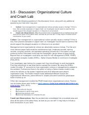 3.5 - Discussion: Organizational Culture and Crash Lab
