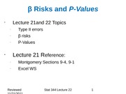 Stat 344 Lecture 21, 22, Betas, P-values