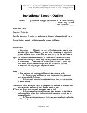 invitational speech examples