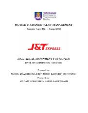 Mgt162 individual assignment