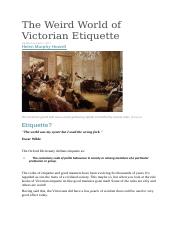 The Weird World of Victorian Etiquette.doc