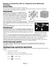M2 Chemistry Homework 11 - Empirical and Molecular Formulas.docx