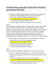 Document 19 Female Reproductive Disorder Practice Questions NCLEX.docx