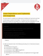 Linear Dependence and Coplanarity Unit Assignment.doc