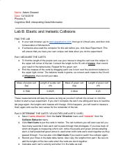Lab B - Elastic and Inelastic Collisions - Momentum and Collisions Virtual Lab - Adam Cloward - Copy