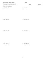 Factoring Practice &amp; Answers