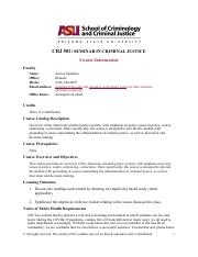 CRJ 86413 : criminology - Arizona State University