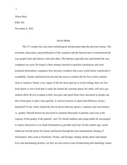 Argumentative essay social media