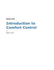 Study Unit Introduction to Comfort Control