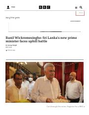 Ranil Wickremesinghe_ Sri Lanka's new prime minister faces uphill battle - BBC News.pdf