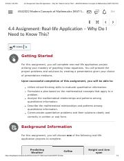 4.4 Assignment_ Real-life Application – Why Do I Need to Know This_ - 4SU2022 Modern Concepts of Mat