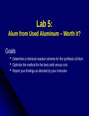 Power Point - Lab 5 - Alum  from Used Aluminum.pptx