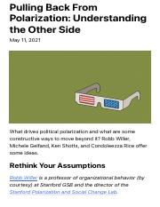 01 1 Pulling Back From Polarization: Understanding the Other Side | Stanford Graduate School of Busi