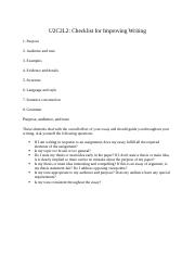 U2C2L2_Checklist For Improving Writing.docx