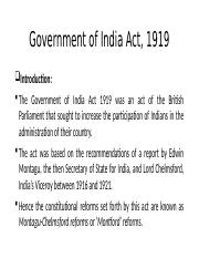 main features of government of india act 1919