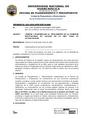 INFORME N° 165-2022-UPM-OPP-R-UNH - SUGERENCIAS A LA ACTUALIZACION DEL REGLAMENTO DE COMISION INSTIT