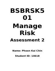 BSBRSK501 - Manage Risk - Assessment 2 (14618).docx