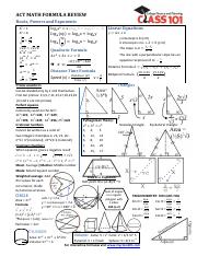 Act Math Equation Sheet - Tessshebaylo