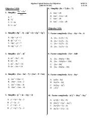 Algebra I Spiral Review 1 to 93 Edited for Homework.doc