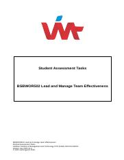 BSBWOR502 Student Assessment Tasks VIMT.docx