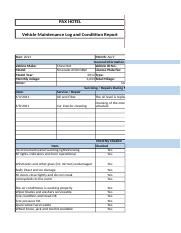 Vehicle Maintenance Log and Condition report.xlsx