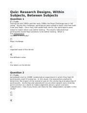 Quiz Research Designs, Within Subjects, Between Subjects.docx