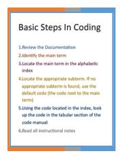 Eksempel Albany venom Basic steps in Coding.pdf - Basic Steps In Coding 1.Review the  Documentation 2.Identify the main term 3.Locate the main term in the |  Course Hero
