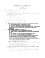 Study Guide - Chapter 1, Social Work as a Helping Profession