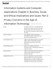 Information Systems and Computer Applications Chapter 6_ Business, Social, and Ethical Implications 