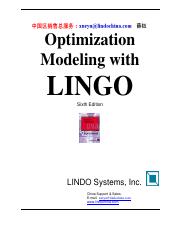 Intro to Math Prog W/Windows Lindo/Lingo 