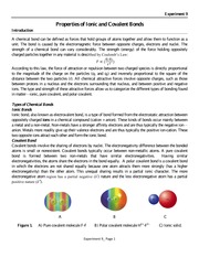 Exp. 9 - Properties of Ionic and Covalent Bonds