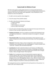 BSC2011L Biology 2 Lab, Midterm Exam Study Guide