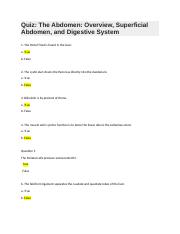 Quiz- The Abdomen Overview, Superficial Abdomen, and Digestive System.docx