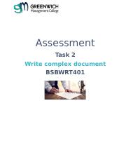Cover for Assessment Task 2 - Write complex documents_Term 2_2021.docx