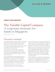 Great Fund Insights The Variable Capital Company A corporate structure for funds in Singapore 181021