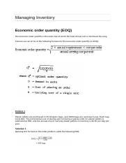 Tutorial_EOQ_ Managing Suppliers and Customers (1).doc