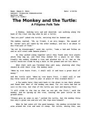 the monkey and the turtle story with drawing