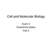 Cell and Molecular Biology Exam 3 Part 2