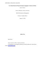 BUSI 690_Case Study Historical Financial Analysis Assignment Southwest Airline.docx