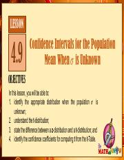 Lesson 4.9 Confidence Intervals for the Population Mean When ? is Unknown.pdf