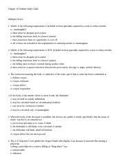 Chapter 10 Student Study Guide