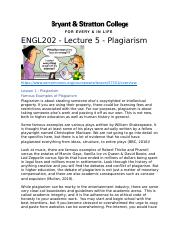 ENGL202 - Lecture 5 - Plagiarism.docx