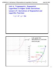 05b. LESSON 6.5 - Derivative of of Exponential and Logarithmic Functions (Completed Lesson).pdf