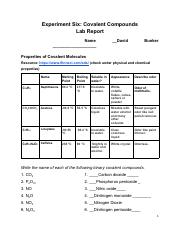 Lab Report Experiment 6 Covalent Compounds.pdf