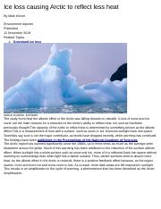 Ice loss causing Arctic to reflect less heat.docx