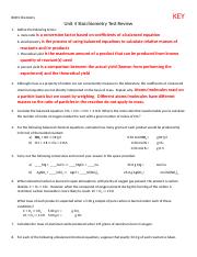 Copy of Honors Chemistry Stoichiometry Review KEY