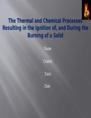 #892505.46_The Thermal and Chemical Processes Resulting in the Ignition of, and During the Burning o