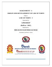 DEVELOPMENT OF LAW OF TORTS.docx